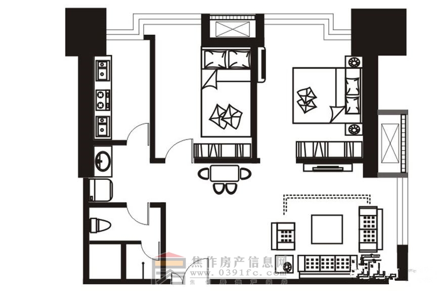 理達(dá)文華廣場兩室兩廳一衛(wèi)一廚約70.72㎡