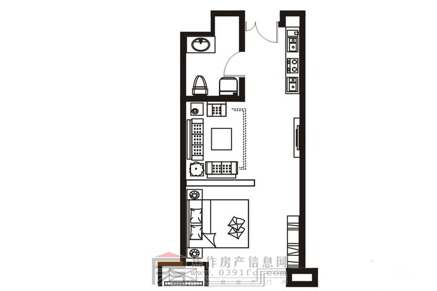 理達(dá)文華廣場一室一廳一廚一衛(wèi)約42.91㎡