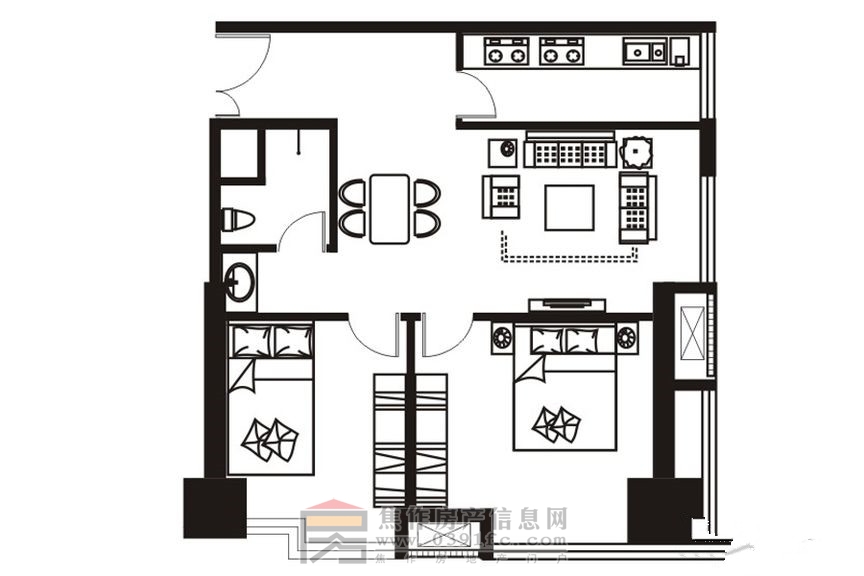 理達(dá)文華廣場兩室兩廳一衛(wèi)一廚約92.13㎡