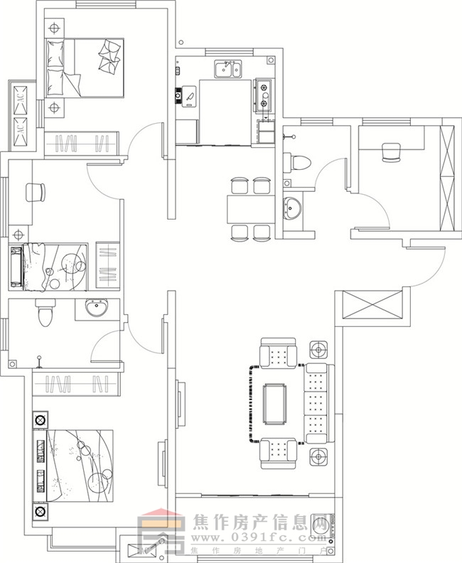 金德利公館6#西戶四室兩廳兩衛(wèi)147.66㎡
