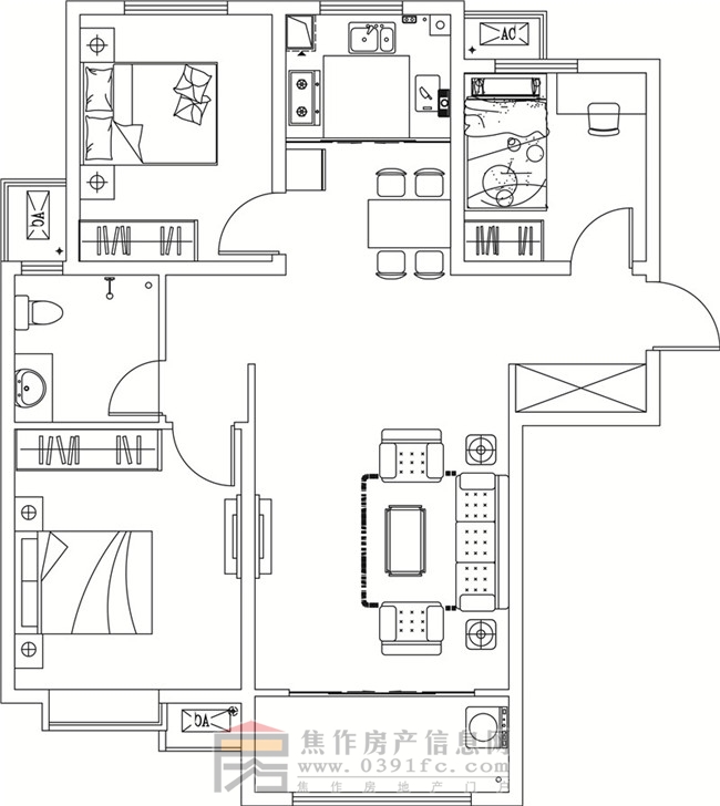 金德利公館7#2單元西戶三室兩廳一衛(wèi)114.72㎡