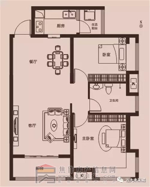 遠(yuǎn)大未來城20#F1兩室兩廳一衛(wèi)91.66-91.78㎡