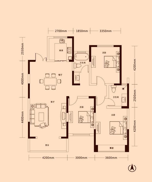 金山東方花園4期三室兩廳衛(wèi)(約136.85m)