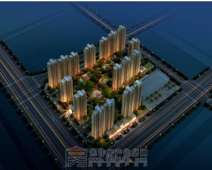 建業(yè)·壹號(hào)城邦夜晚鳥瞰圖