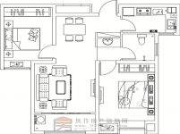金德利公館7#1單元中戶(hù)兩室兩廳一衛(wèi)84.07㎡