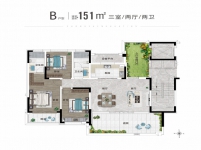 B中盛華庭三室二廳二衛(wèi)戶型