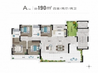 A中盛華庭190平四室二廳二衛(wèi)戶(hù)型